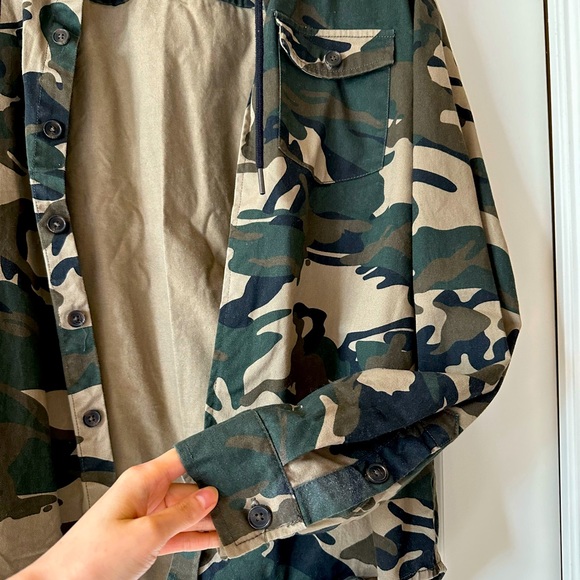 Mens Khaki Camo Jacket Hoodie - Picture 4 of 4